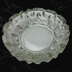 Vintage Cut Clear Crystal Ashtray Trinket Dish Vanity Tray FNG Indonesia 4.75"